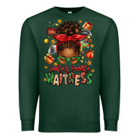 Sports Green santa's favorite waitress messy bun Premium Sweatshirt - texasbilliewilder