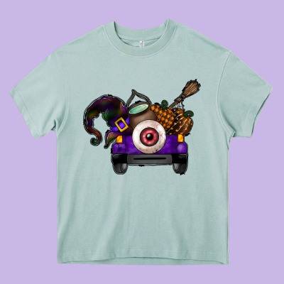 Halloween Truck Heavy Core Tee Designed By Cowhidedigitalart