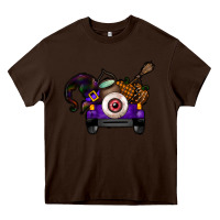 Chocolate Brown Halloween Truck Heavy Core Tee - CowhideDigitalArt