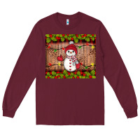 Burgundy snowman Christmas Long Sleeve Tee - JahusDesignShop
