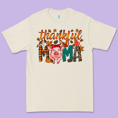 Thankful Mama Pig Premium Tee Designed By Racoondesign