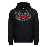 Black Happy Valentine's Day skeleton hands Urban Hoodie - FaDigitalArtStudio