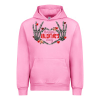 Fuchsia Pink Happy Valentine's Day skeleton hands Urban Hoodie - FaDigitalArtStudio