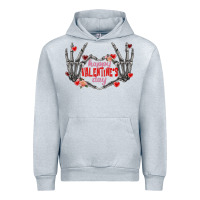 Heather Grey Happy Valentine's Day skeleton hands Urban Hoodie - FaDigitalArtStudio