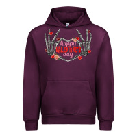 Mauve Wine Happy Valentine's Day skeleton hands Urban Hoodie - FaDigitalArtStudio