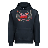 Navy Happy Valentine's Day skeleton hands Urban Hoodie - FaDigitalArtStudio