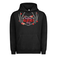 Pigment Black Happy Valentine's Day skeleton hands Urban Hoodie - FaDigitalArtStudio