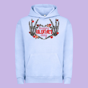 Happy Valentine's Day Skeleton Hands Urban Hoodie Designed By Fadigitalartstudio
