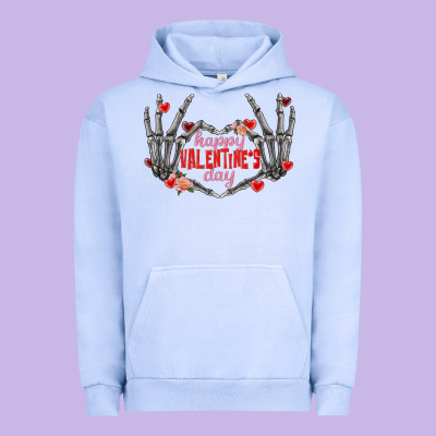 Happy Valentine's Day Skeleton Hands Urban Hoodie Designed By Fadigitalartstudio