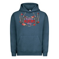 Pigment Midnight Navy Happy Valentine's Day skeleton hands Urban Hoodie - FaDigitalArtStudio