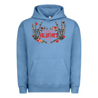 Pigment Pebble Blue Happy Valentine's Day skeleton hands Urban Hoodie - FaDigitalArtStudio