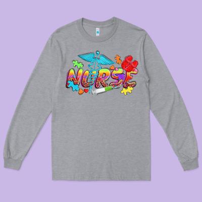 Autism Nurse Long Sleeve Tee Designed By Nancycooperartshop