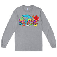 Heather Grey Autism Nurse Long Sleeve Tee - NancyCooperArtShop