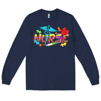 Navy Autism Nurse Long Sleeve Tee - NancyCooperArtShop