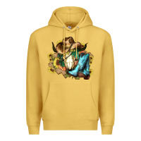 Antique Gold Cow skull Cowboy boots hats sunflowers Premium Hoodie - HowdyJamesFarm