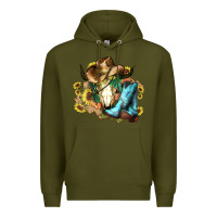 Army Green Cow skull Cowboy boots hats sunflowers Premium Hoodie - HowdyJamesFarm