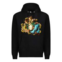Black Cow skull Cowboy boots hats sunflowers Premium Hoodie - HowdyJamesFarm