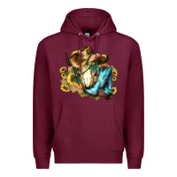 Burgundy Cow skull Cowboy boots hats sunflowers Premium Hoodie - HowdyJamesFarm