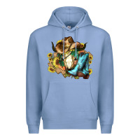 Colony Blue Cow skull Cowboy boots hats sunflowers Premium Hoodie - HowdyJamesFarm