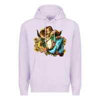 Lilac Cow skull Cowboy boots hats sunflowers Premium Hoodie - HowdyJamesFarm