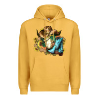Mustard Cow skull Cowboy boots hats sunflowers Premium Hoodie - HowdyJamesFarm