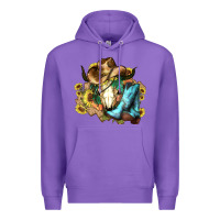 Purple Cow skull Cowboy boots hats sunflowers Premium Hoodie - HowdyJamesFarm