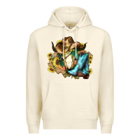 Sandshell Cow skull Cowboy boots hats sunflowers Premium Hoodie - HowdyJamesFarm