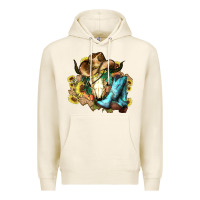 Tofu Cow skull Cowboy boots hats sunflowers Premium Hoodie - HowdyJamesFarm