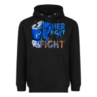 Black Her fight is our fight Colon Cancer blue ribbon Heavyweight Hoodie - NancyCooperArtShop