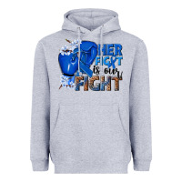Heather Grey Her fight is our fight Colon Cancer blue ribbon Heavyweight Hoodie - NancyCooperArtShop