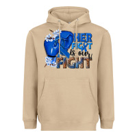 Mushroom Her fight is our fight Colon Cancer blue ribbon Heavyweight Hoodie - NancyCooperArtShop