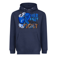 Navy Her fight is our fight Colon Cancer blue ribbon Heavyweight Hoodie - NancyCooperArtShop