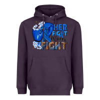 Plum Her fight is our fight Colon Cancer blue ribbon Heavyweight Hoodie - NancyCooperArtShop