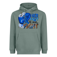 Sage Her fight is our fight Colon Cancer blue ribbon Heavyweight Hoodie - NancyCooperArtShop