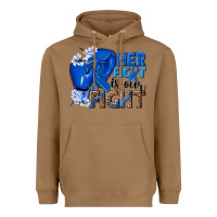 Toasted Coconut Her fight is our fight Colon Cancer blue ribbon Heavyweight Hoodie - NancyCooperArtShop
