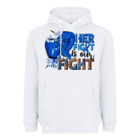White Her fight is our fight Colon Cancer blue ribbon Heavyweight Hoodie - NancyCooperArtShop