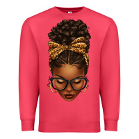 Cardinal afro messy bun leopard bow Premium Sweatshirt - texasbilliewilder