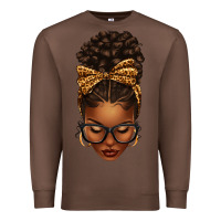 Chestnut afro messy bun leopard bow Premium Sweatshirt - texasbilliewilder