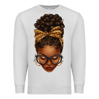 Dove Grey afro messy bun leopard bow Premium Sweatshirt - texasbilliewilder