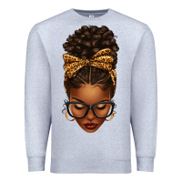 Heather Grey afro messy bun leopard bow Premium Sweatshirt - texasbilliewilder