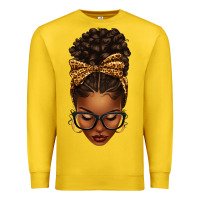 Lemon afro messy bun leopard bow Premium Sweatshirt - texasbilliewilder
