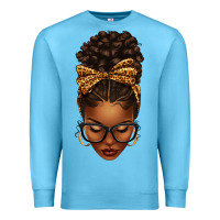 Ocean Blue afro messy bun leopard bow Premium Sweatshirt - texasbilliewilder