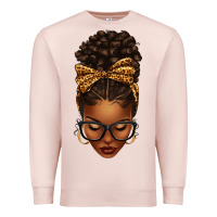Pale Pink afro messy bun leopard bow Premium Sweatshirt - texasbilliewilder
