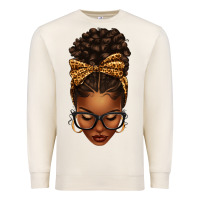 Sandshell afro messy bun leopard bow Premium Sweatshirt - texasbilliewilder