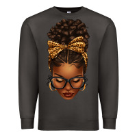 Smoke afro messy bun leopard bow Premium Sweatshirt - texasbilliewilder