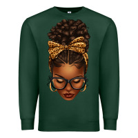 Sports Green afro messy bun leopard bow Premium Sweatshirt - texasbilliewilder