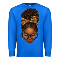 True Royal afro messy bun leopard bow Premium Sweatshirt - texasbilliewilder
