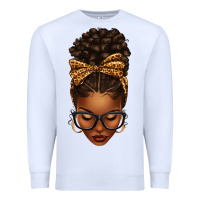 White afro messy bun leopard bow Premium Sweatshirt - texasbilliewilder