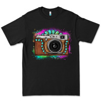 Black tie dye gemstone vintage camera Premium Tee - FaDigitalArtStudio