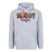 Heather Grey Moody Heifer with Leopard Heavyweight Hoodie - texasbilliewilder